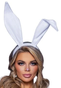 LEG AVENUE White Velvet Bendable Bunny Ears