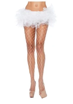 LEG AVENUE White Fence Net Pantyhose