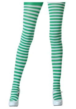 LEG AVENUE Tights With White And Kelly Green
