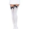LEG AVENUE White Stockings With Black Bows -Leg Avenue white stockings with black bows