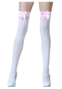 LEG AVENUE White Stockings With Pink Bows