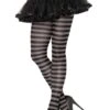 LEG AVENUE Black And Grey Striped Nylon Tights For Women -Leg Avenue womens black and grey striped nylon tights