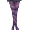 LEG AVENUE Black And Purple Striped Nylon Tights For Women