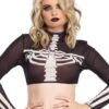 LEG AVENUE Black Skeleton High Neck Women's Crop Top Costume -Leg Avenue womens black skeleton high neck crop top