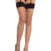 LEG AVENUE Black Spandex Fence Net Thigh High Tights For Women -Leg Avenue womens black spandex fence net thigh high tights