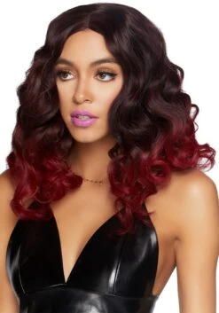 LEG AVENUE Women's Curly Ombre Burgundy Wig