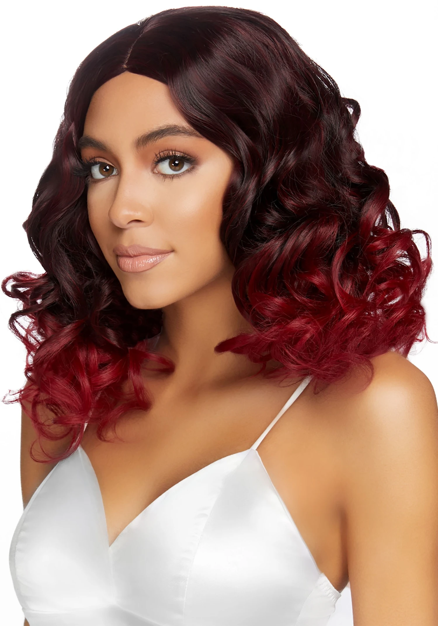 LEG AVENUE Women's Curly Ombre Burgundy Wig 4 LEG AVENUE Women's Curly Ombre Burgundy Wig - Image 2