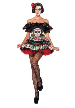 LEG AVENUE Women's Day Of The Dead Doll Costume Dress