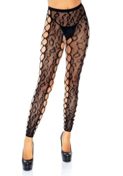 LEG AVENUE Footless Leopard Lace Tights For Women