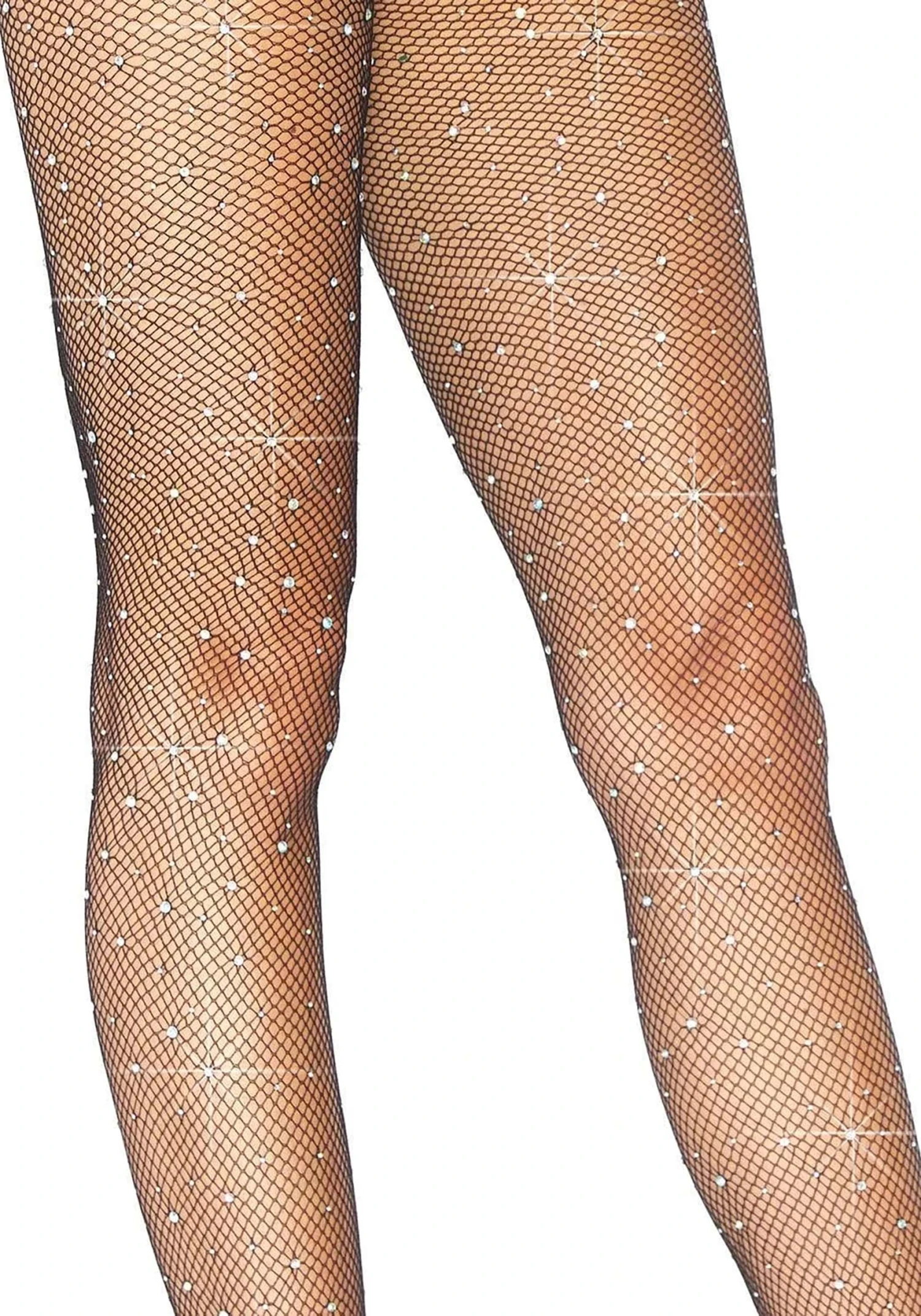 LEG AVENUE Iridescent Rhinestone Black Fishnet Tights For Women 4 LEG AVENUE Iridescent Rhinestone Black Fishnet Tights For Women - Image 2