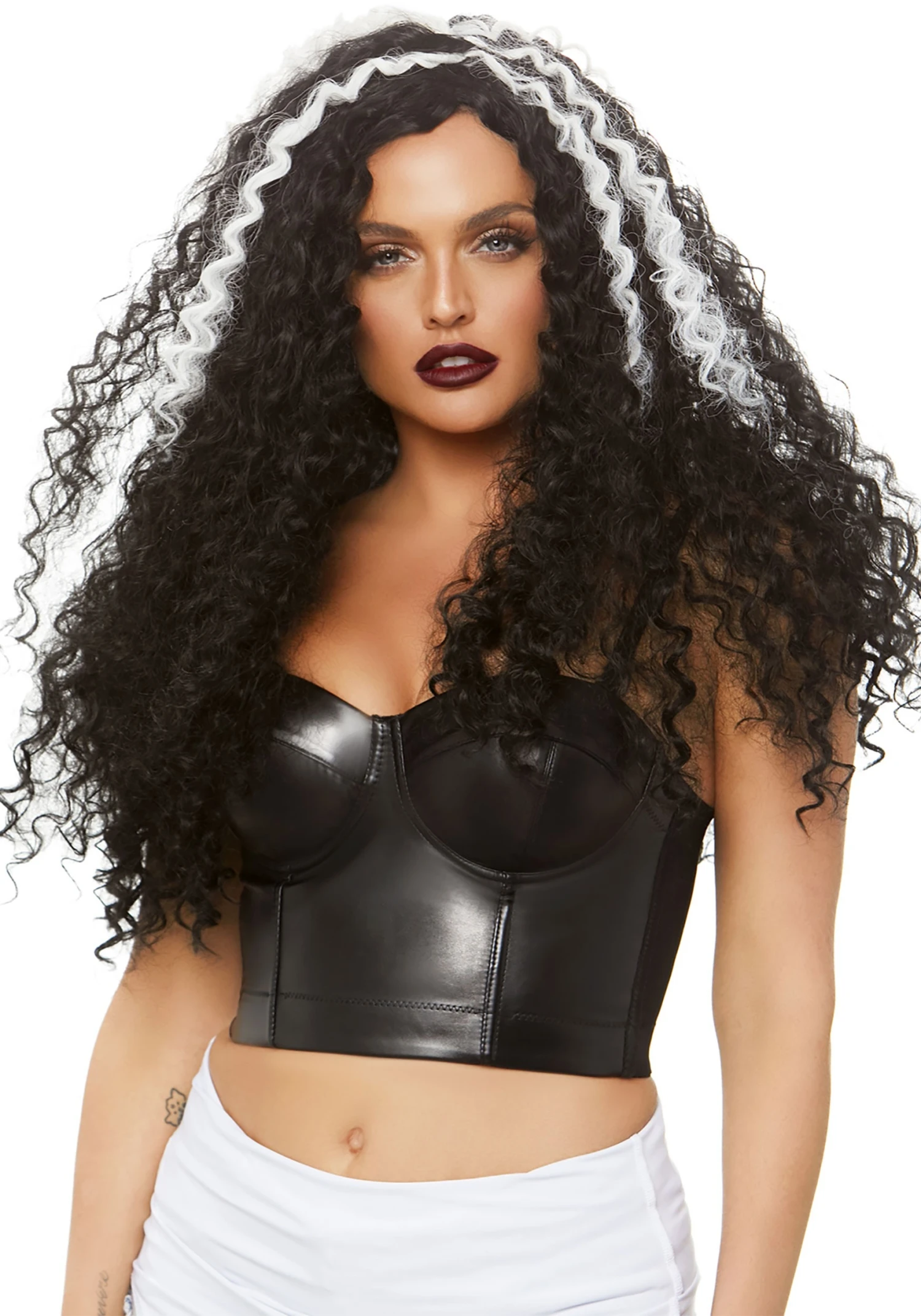 LEG AVENUE Long Curly Women's Black And White Wig 3 LEG AVENUE Long Curly Women's Black And White Wig