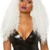 LEG AVENUE Curly Long Women's White Wig -Leg Avenue womens long curly white wig