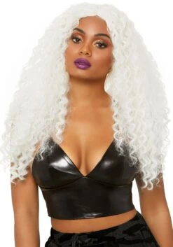 LEG AVENUE Curly Long Women's White Wig