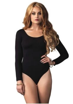 LEG AVENUE Long Sleeve Women's Black Bodysuit Costume