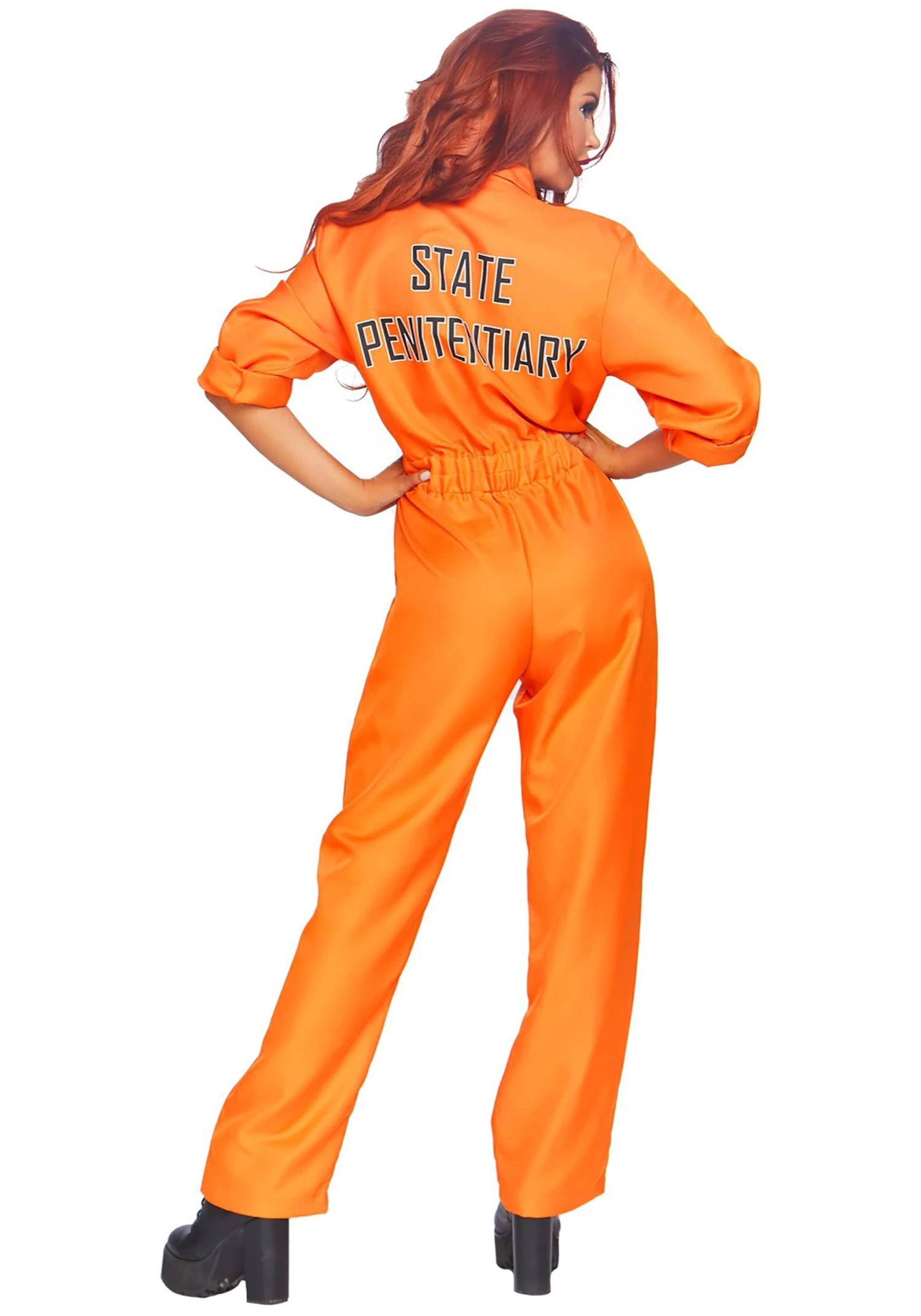LEG AVENUE Women's Orange Prison Jumpsuit Costume 4 LEG AVENUE Women's Orange Prison Jumpsuit Costume - Image 2