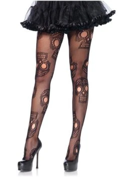 LEG AVENUE Women's Plus Size Day Of The Dead Tights
