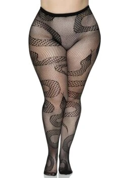 LEG AVENUE Plus Size Women's Snake Net Tights -Leg Avenue womens plus size snake net tights alt 3