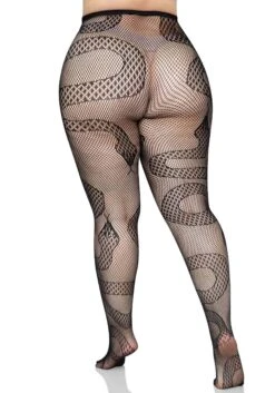 LEG AVENUE Plus Size Women's Snake Net Tights -Leg Avenue womens plus size snake net tights alt 4