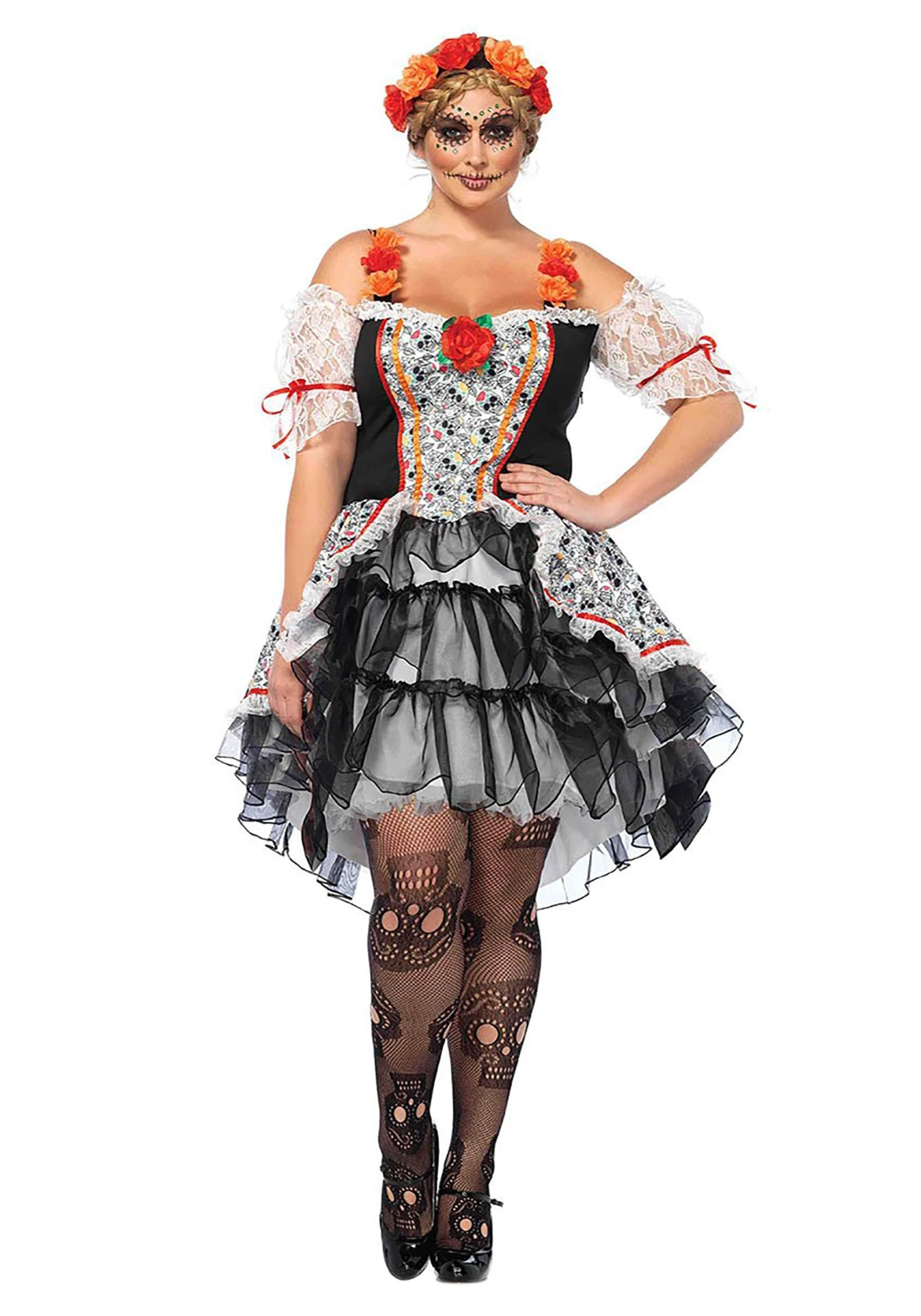 LEG AVENUE Plus Size Women's Sugar Skull Senorita Costume 3 LEG AVENUE Plus Size Women's Sugar Skull Senorita Costume