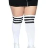 LEG AVENUE Plus Size Women's White Athletic Socks With Black Stripes 2 LEG AVENUE Plus Size Women's White Athletic Socks With Black Stripes -Leg Avenue womens plus white athletic socks with black stripe