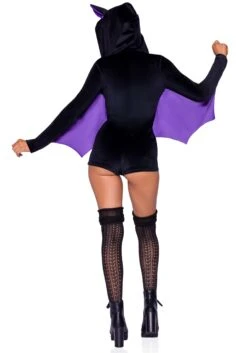 Leg Avenue -Leg Avenue womens plush black bat romper costume alt 1