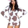 LEG AVENUE Women's Plush Sexy Brown And White Cow Romper Costume -Leg Avenue womens plush brown and white cow romper costume
