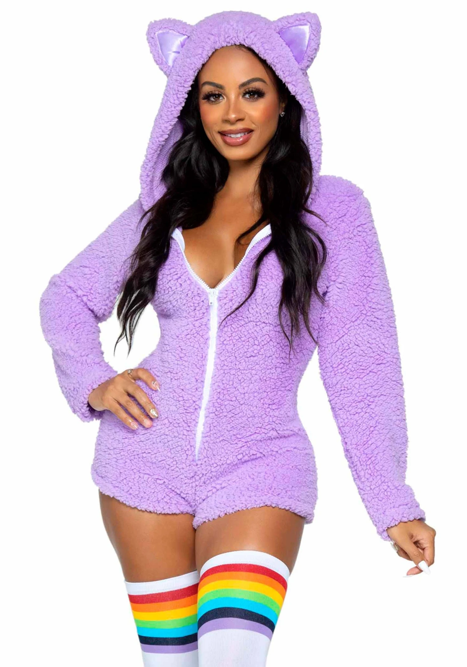 LEG AVENUE Purple Cuddle Cat Costume For Women 3 LEG AVENUE Purple Cuddle Cat Costume For Women