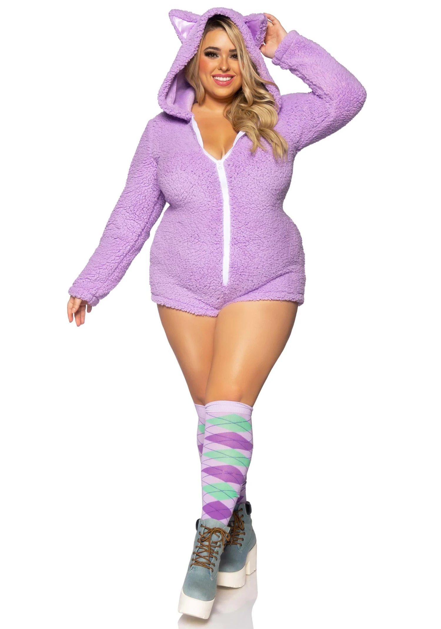LEG AVENUE Sexy Plus Size Purple Cuddle Cat Costume For Women 3 LEG AVENUE Sexy Plus Size Purple Cuddle Cat Costume For Women