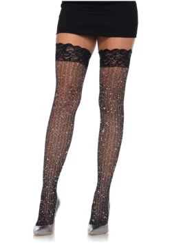 LEG AVENUE Women's Sparkle Thigh Highs