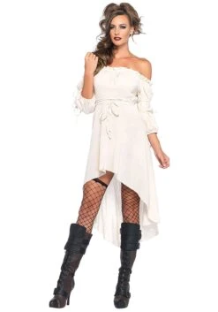 LEG AVENUE Womens White Pirate Hi-Lo Dress Costume